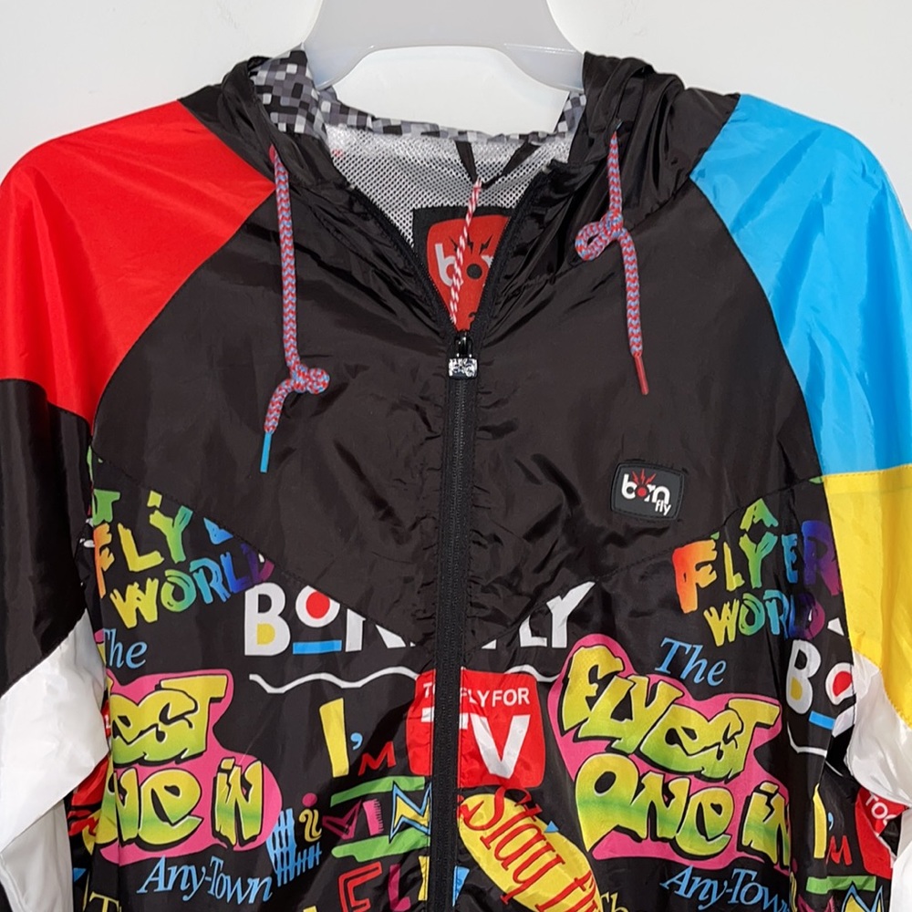 NWT Born Fly Zip Down Hooded Wind Breaker Size XXL